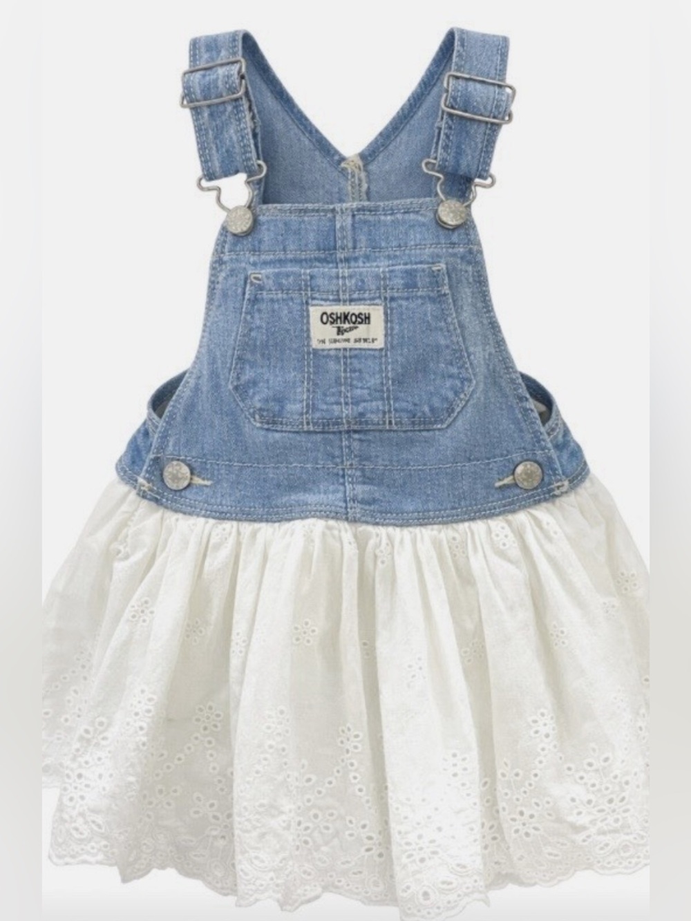 OshKosh B'gosh Denim and White Eyelet Jumper Dress